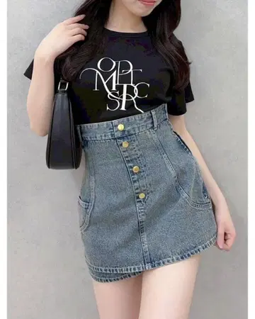 dazzlin 코르셋 데님 미니 치마바지 블루 S