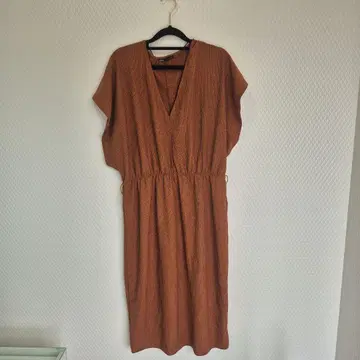 ZARA 오렌지 V넥 반팔 원피스 M