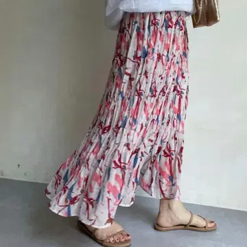 DOUDOU 페인트 플리츠 스커트
