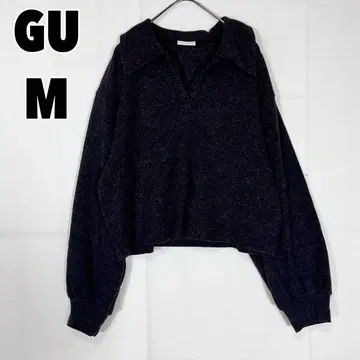 GU 지유 (M) 브러쉬드 리브 빅 칼라 풀오버 니트