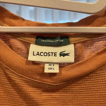 선착순 LACOSTE 스트라이프 T셔츠 US L 오렌지