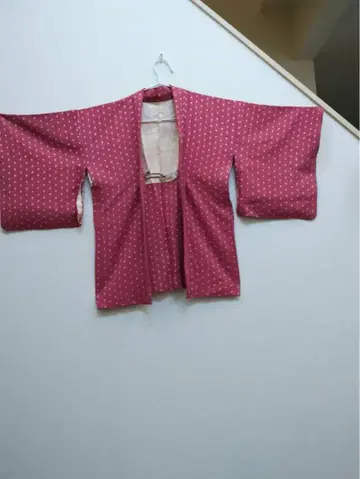 일본 의류 도행 코트 겉옷 빨간색 계열 마 잎사귀 무늬 순수 실크