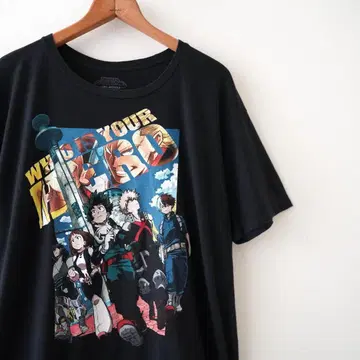[즉발] 새상품급 히로아카 반팔 T셔츠 블랙 XL 4502