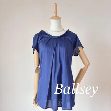 Ballsey 보르지 드레이프 턱 블라우스 반팔 로얄 블루
