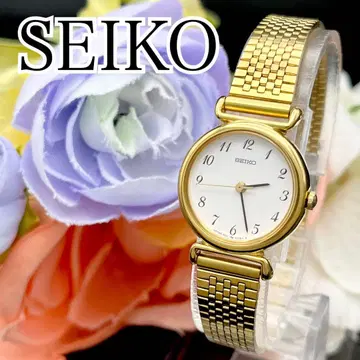 작동 손목시계 SEIKO 세이코 골드 라운드 새 배터리 I84