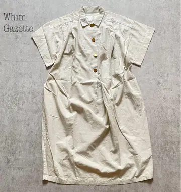 윔 가젯 Whim Gazette 턱 반팔 셔츠 원피스 오프