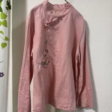 차이나풍 자수 블라우스 핑크