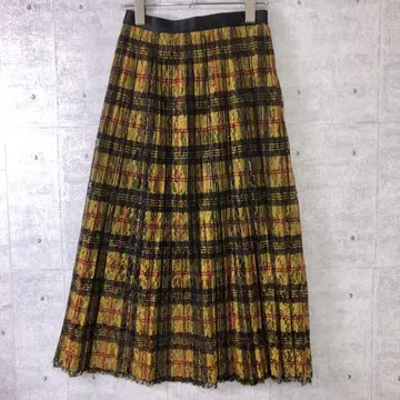 락 MOUSSY 구제 체크 무늬 전체 레이스 플리츠 롱 스커트