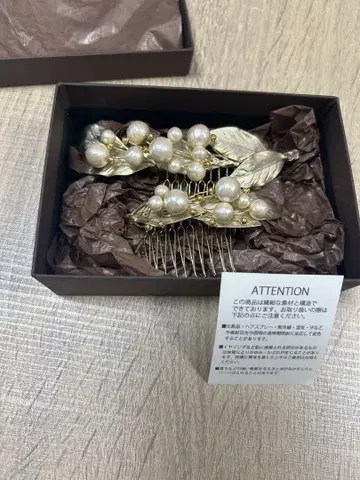펄 장식 골드 헤어 액세서리