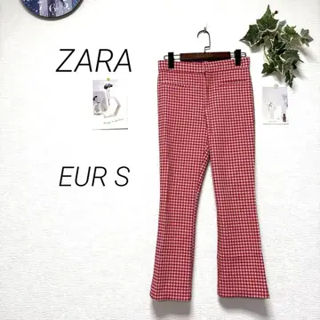 9827 ZARA 자라 깅엄 체크 팬츠 캐주얼 EUR S 사이즈