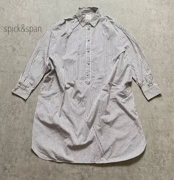 스픽 앤 스팬 Spick & Span 펄 버튼 롱 셔츠 화이트 블랙