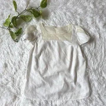 Rirandture 여성용 반팔 블라우스 (M) 꽃무늬 레이스 화이트