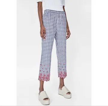 체크 무늬 크롭 팬츠 ZARA