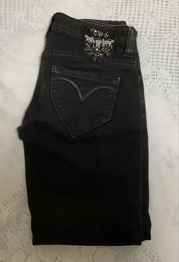 리바이스 LEVI'S LADY 블랙 데미지 가공 26인치