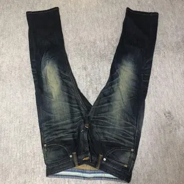 Exclusive Vintage 다크 블루 스트레이트 청바지