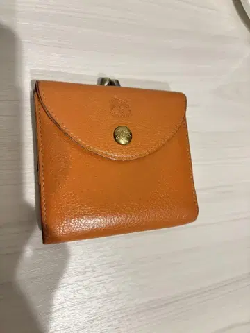 오렌지 가죽 3단 폴더형 지갑