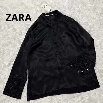 택 포함 새상품 ZARA 자라 소매 비즈 자수 블라우스