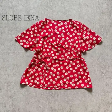 슬로브 이에나 SLOBE IENA 플라워 프린트 캐시미어 블라우스 빨간색
