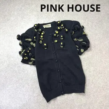PINK HOUSE 핑크하우스 라미 100% 반팔 니트 가디건