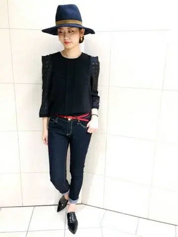 라운지 드레스 블랙 시스루 소매 블라우스 프리사이즈