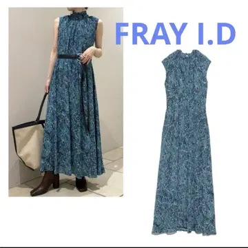 FRAY I.D 페인팅 프린트 원피스 S 사이즈 블루 터콰이즈