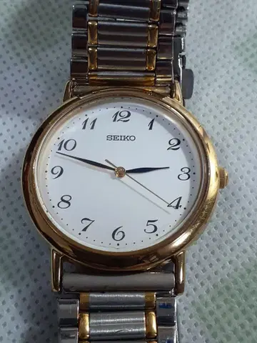 SEIKO 아날로그 손목시계 화이트/골드