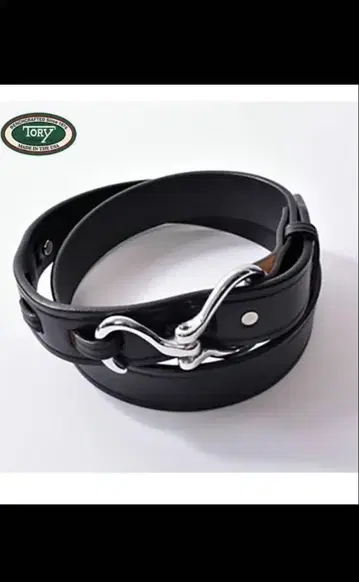 TORY LEATHER 후크 버클 벨트 블랙 34