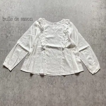 뷔르데사봉 bulle de savon 새틴 프릴 블라우스 화이트