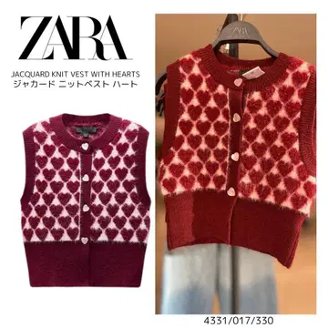 [ ZARA ] S : 자카드 니트 베스트 하트