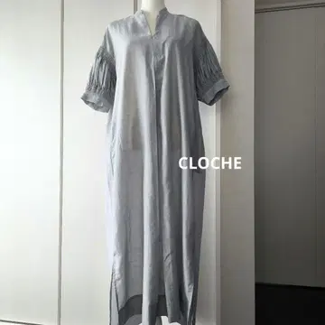 컨디션 최상 크로셰 롱 원피스 린넨 혼방 반팔 롱 튜닉 블루벨