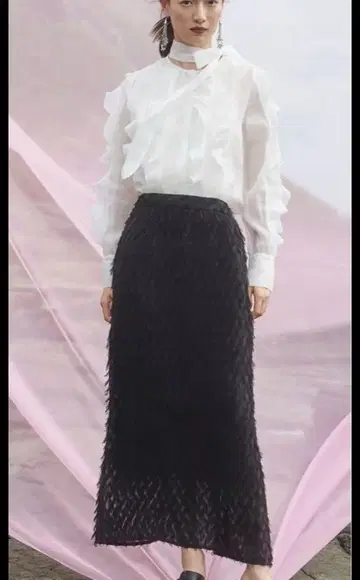 프린지 자카드 내로우 스커트 프레이 아이디