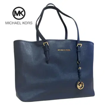 [컨디션 최상] MICHAEL KORS 토트백 네이비 금장 장식 가죽