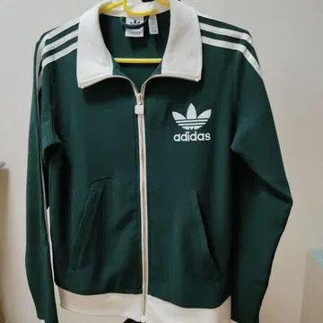 adidas 트랙 자켓 짙은 녹색/화이트 XS 미사용 새상품