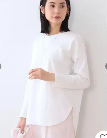 INDIVI 베이직 롱 티셔츠 화이트 38