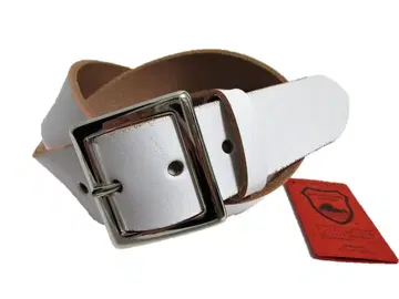 도치기 가죽 벨트 (화이트) 니켈 도금 버클 40mm 폭 통가죽