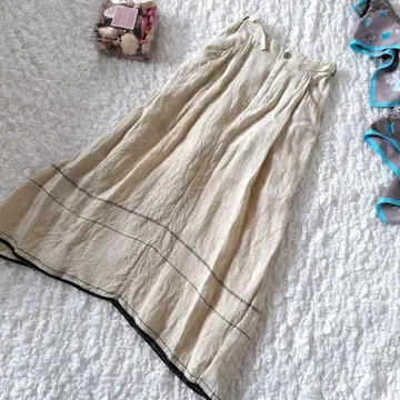 파드칼레 린넨 100% 롱 스커트 린넨 아이보리 34
