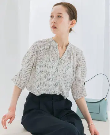 URBAN RESEARCH ROSSO 도트 워셔블 블라우스 화이트
