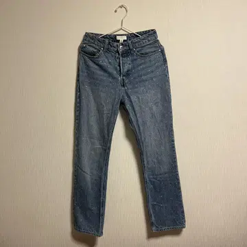 H&M 큐빅 데님 스트레이트 데님 하이웨스트