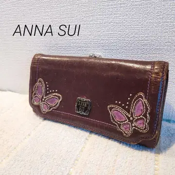 [ ANNA SUI ] 안나수이 가마구치 장지갑 나비 가죽 퍼플