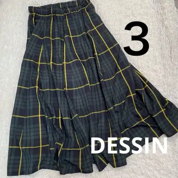 DESSIN 플레어 스커트 체크 3 월드 허리밴딩 안감