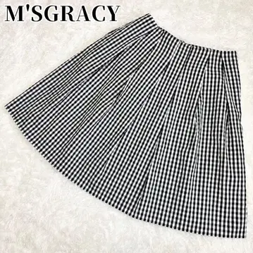 M'SGRACY 깅엄 체크 플레어 코튼 블랙 종아리 기장