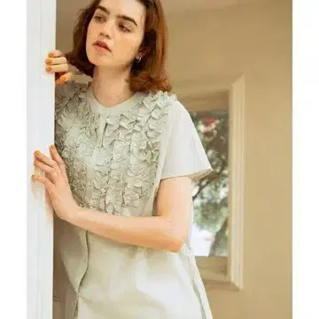 어반 리서치 써니 라벨 에어리 코튼 프릴 프렌치 셔츠 블라우스