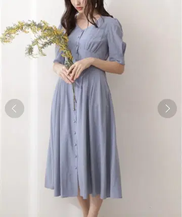 프로포션 바디 드레싱 볼륨 슬리브 체크 자카드 원피스
