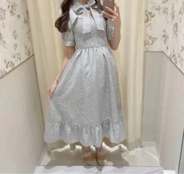 evelyn 깅엄 체크 초커 롱 원피스