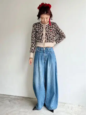 사이드 라인 배기 데님 팬츠 릴리 브라운