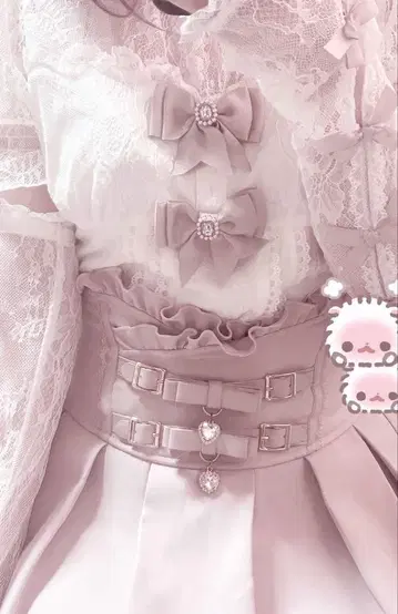 LIZLISA 리즈리사 리본 암워머 레이스 상의 화이트 핑크