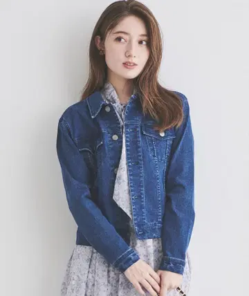 LAISSE PASSE 진한 데님 블루 G 재킷 숏 기장