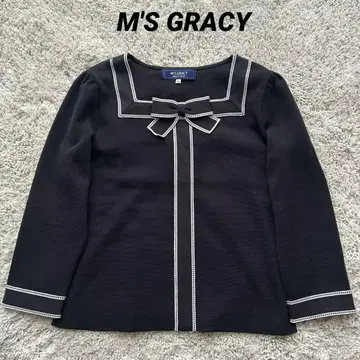 [ M'S GRACY ] 스티치 리본 스퀘어넥 배색 티셔츠