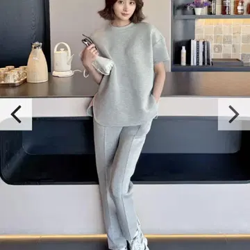 DIANA HALF SLEEVE SETUP 그레이 맨투맨 셋업