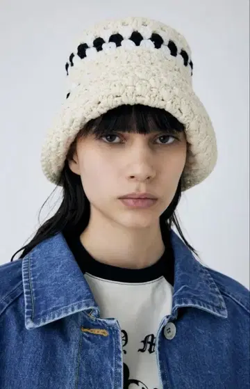MOUSSY CROCHET KNIT 햇 패턴 WHT